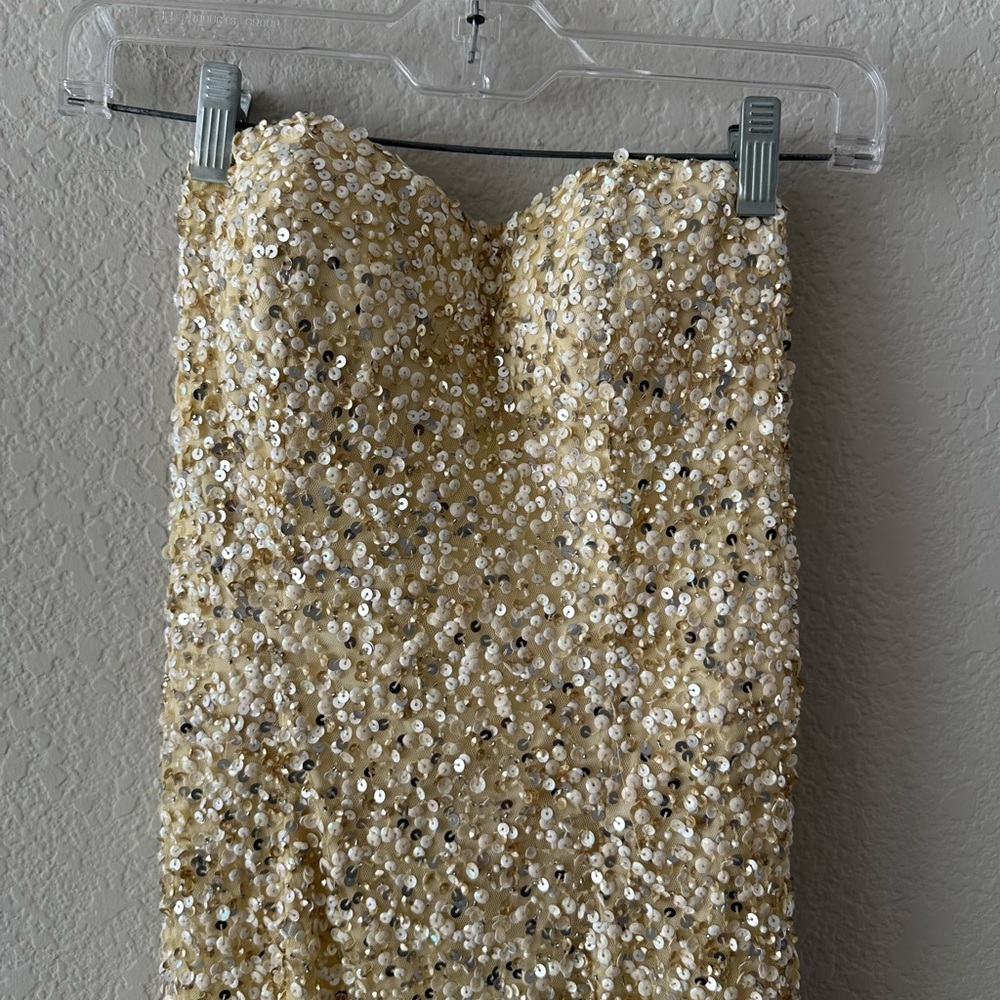 Scala Elegant Gold Sequin Evening Gown Dress, Bla… - image 6